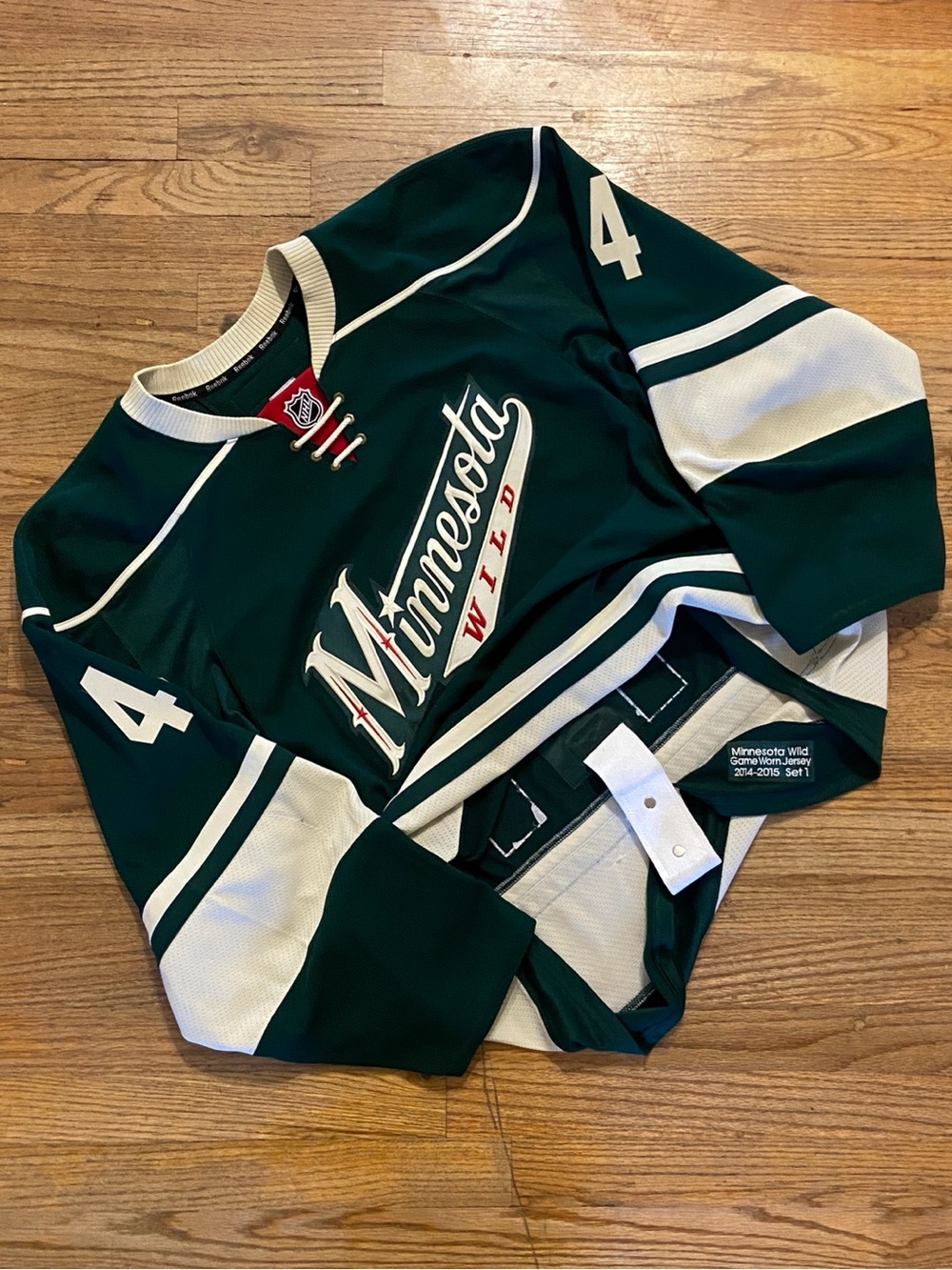 Game Worn Justin Falk Minnesota Wild 2014-15 Set 1 Hockey Jersey